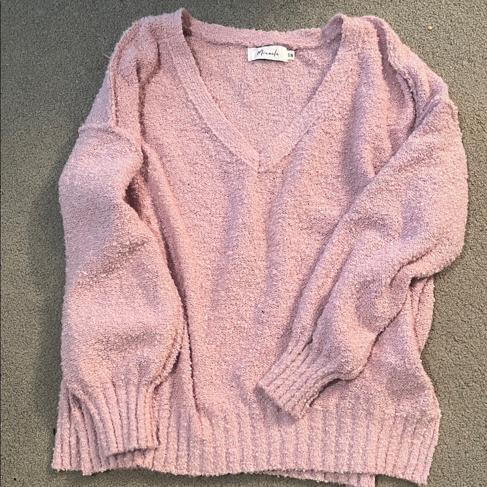 Dusty Pink V-Neck Sweater